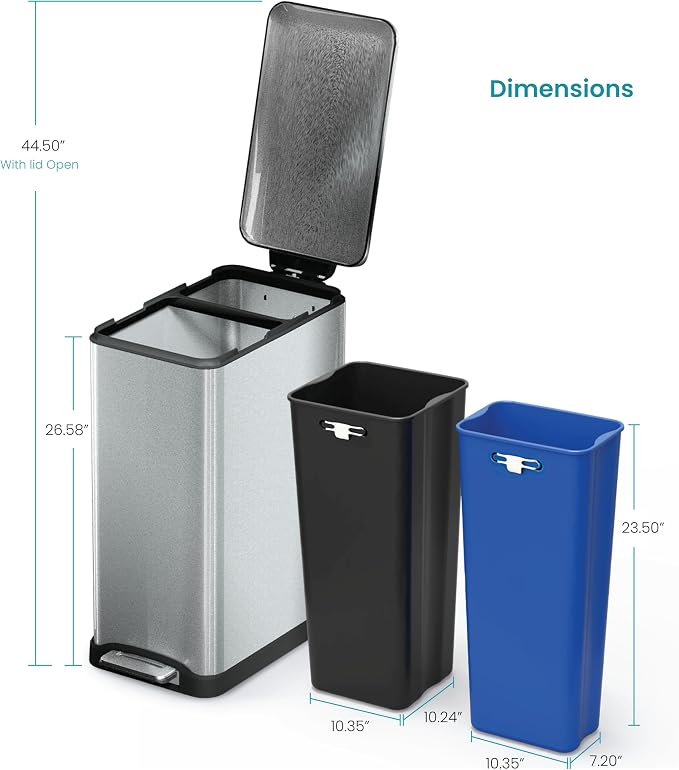 Home Zone Living 13 Gallon Slim Kitchen Trash Can - Image 7