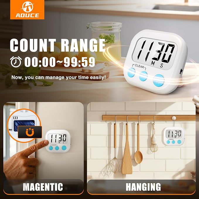 6 Pack Digital Kitchen Timers for Cooking Magnetic Timer for Cooking Loud Alarm - Image 3