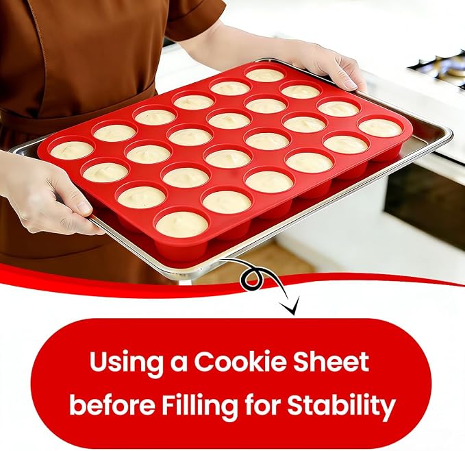 CAKETIME Silicone Mini Muffin Pan 3 Pack 24 Cups Nonstick Mini Cupcake Pan - Image 2