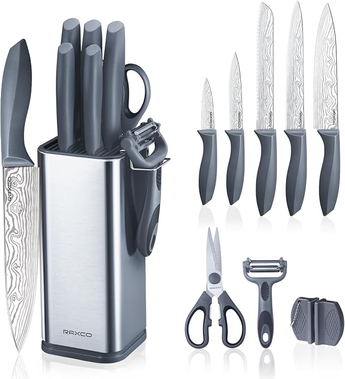 RAXCO 10-Piece Kitchen Knife Set | Stainless Steel Holder | Compact Design - Image 9