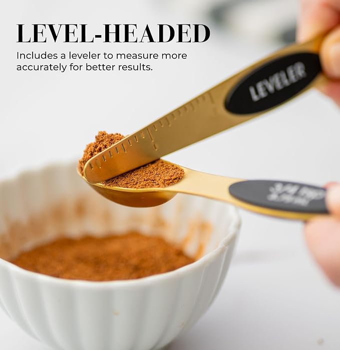 Magnetic Measuring Spoons Set – Stainless Steel Gold Measuring Spoons - Image 5