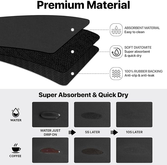 Bloss Black Dish Drying Mat + Faucet Mat - Image 4