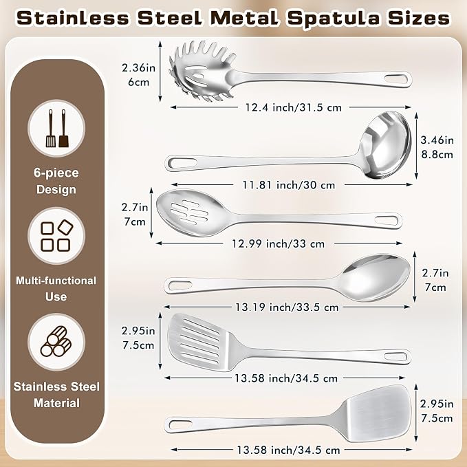 9 Pcs Cooking Utensils Set, Stainless Steel Kitchen Utensils, Heat Resistant - Image 6