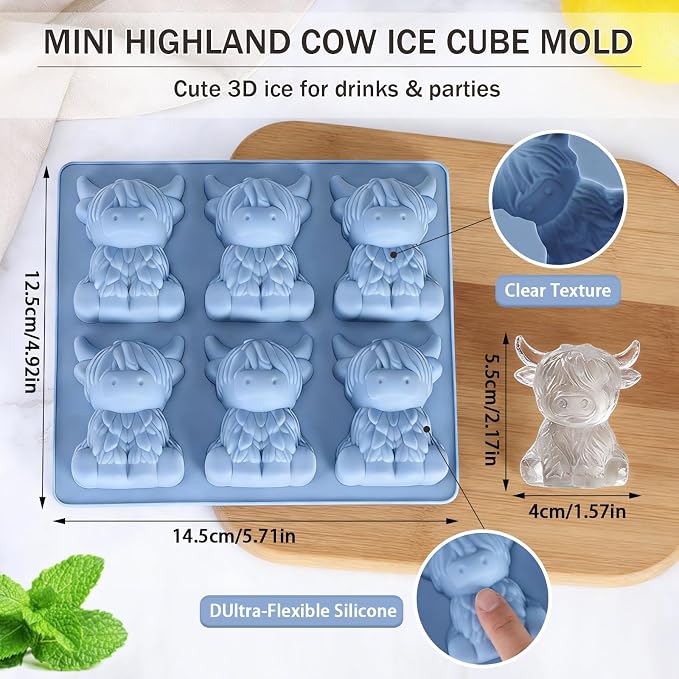 Mini Highland Cow Shape Mold, 3D Highland Cow Ice Cube Mold - Image 2