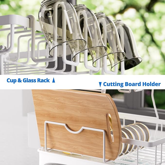 Godboat Dish Drying Rack, 2-Tier Dish Rack - Image 6
