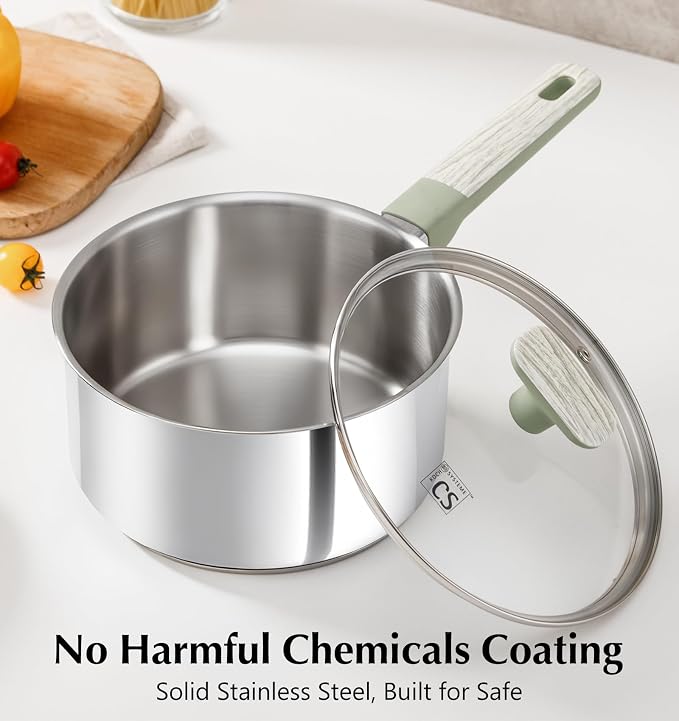 KOCH SYSTEME CS Stainless Steel Sauce Pan Set, 1.5QT & 2QT & 3QT Stainless - Image 2