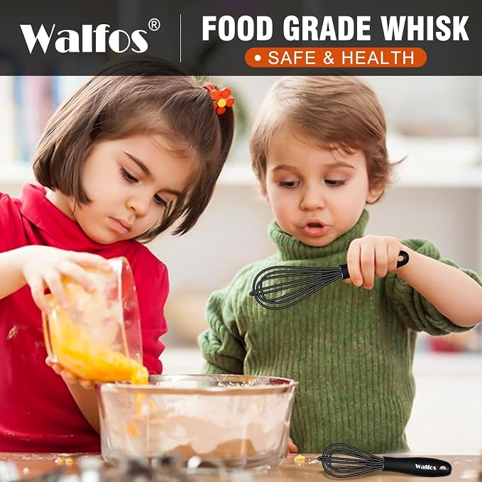 Walfos Whisk 5+7in/12cm+17cm Mini Whisk, Silicone Whisks Non Scratch Heat - Image 7