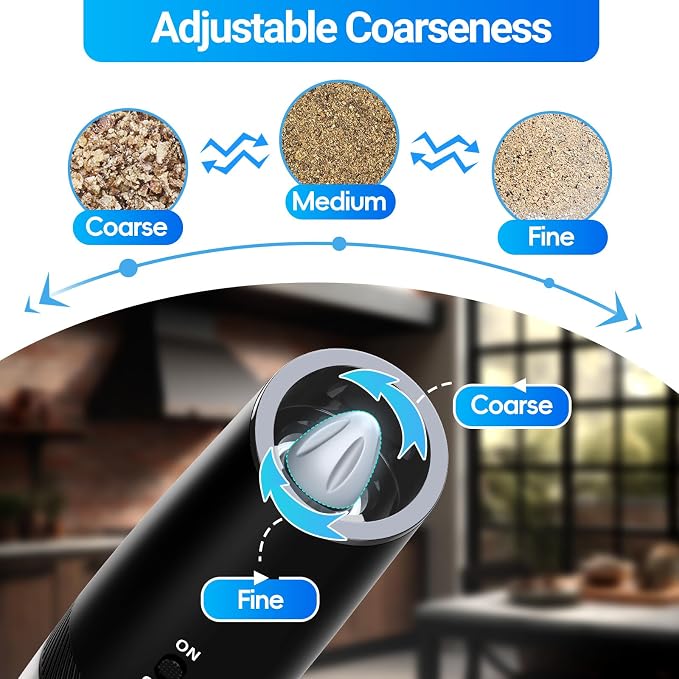 MealHelper Rechargeable Gravity Electric Salt and Pepper Grinder Set - Image 3