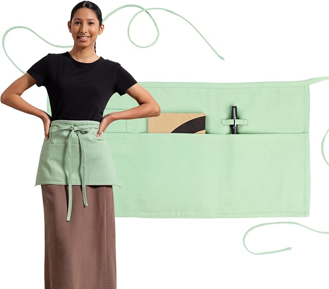 MEEMA Chef Waist Apron Cotton Fabric |Washable & Breathable Waitress & Server by MEEMA
