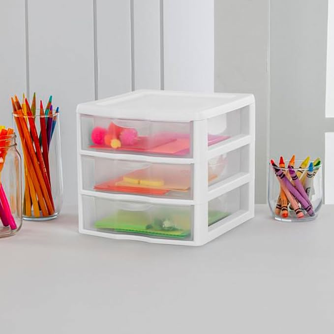 Sterilite 18-Pack Clearview 3-Drawer Cart, Small Plastic Storage Organizer - Image 2