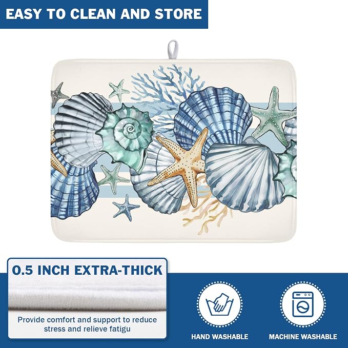 Summer Sea Shell Drying Mat 24x18 Inch, Starfish Drying Mat - Image 5