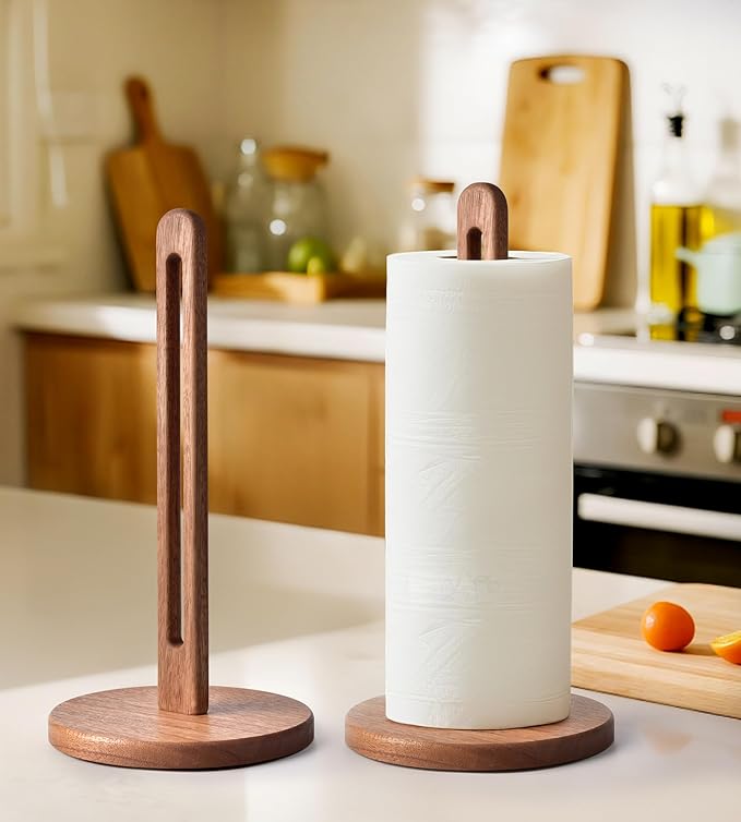 KitchLife Acacia Wooden Paper Towel Holder Countertop, 6.5" Jumbo Base - Image 6