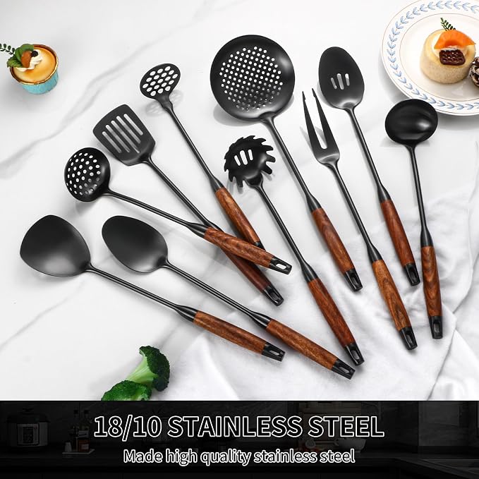 Izurok 18/10 Stainless Steel Kitchen Utensils Set, 10 Piece Cooking Utensils - Image 5