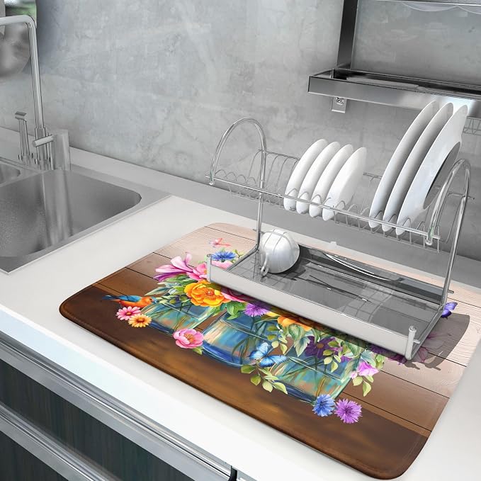 Spring Summer Flowers Dish Drying Mat - Image 5