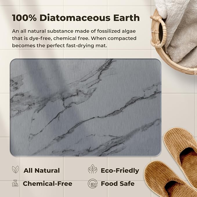 TOSORO - Stone Bath Mat Diatomaceous Earth Shower Mat Non-Slip Super Absorbent - Image 8