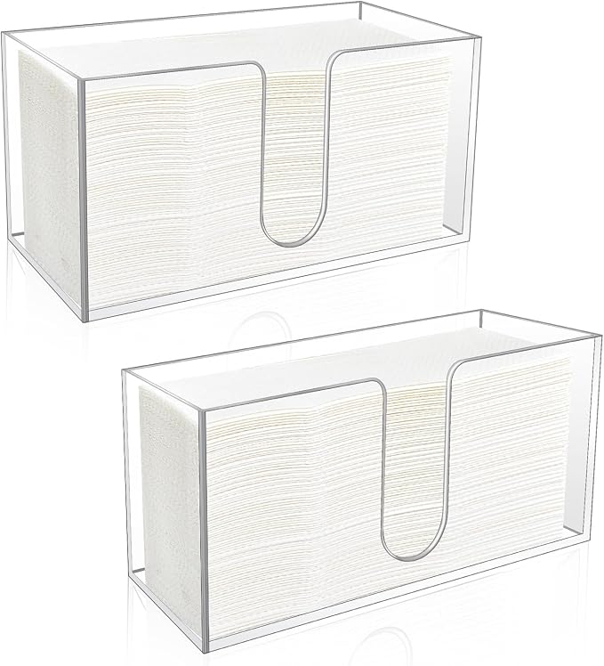 2 Pack Acrylic Paper Towel Holder, Countertop Napkin Dispenser by CDIVEFTN