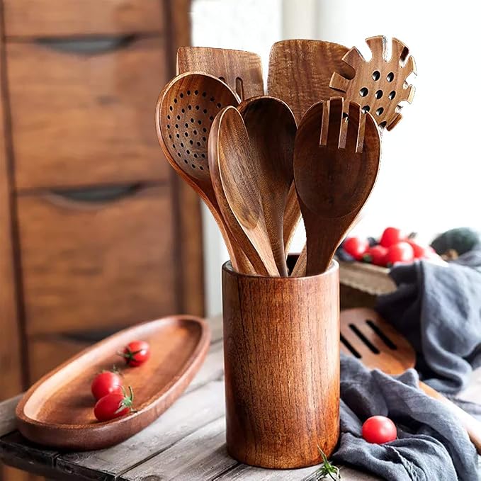 Teak Wooden Kitchen Utensil Set - Image 3