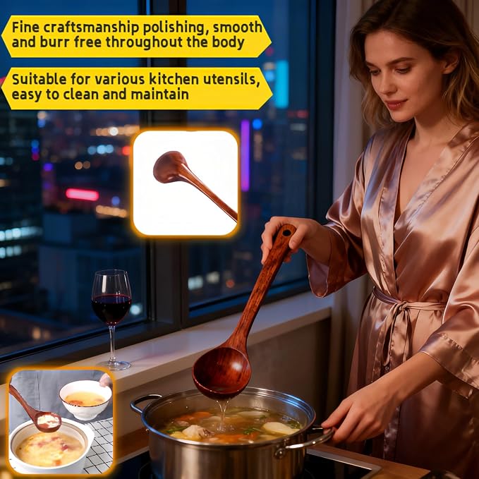 10" Premium Wooden Spoon for Cooking, Natural Teak - Image 4