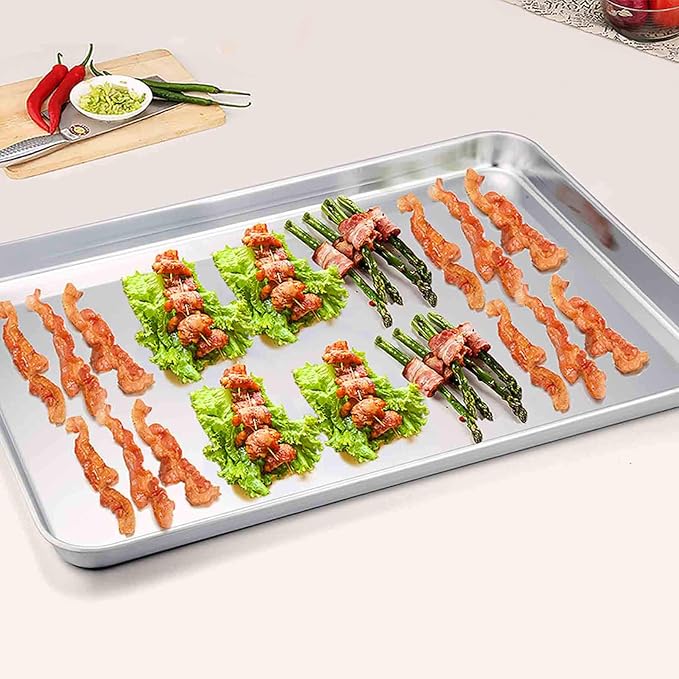 TeamFar Baking Sheet with Rack Set of 4, 20’’×14’’×1.2’’, Half Size Stainless - Image 4