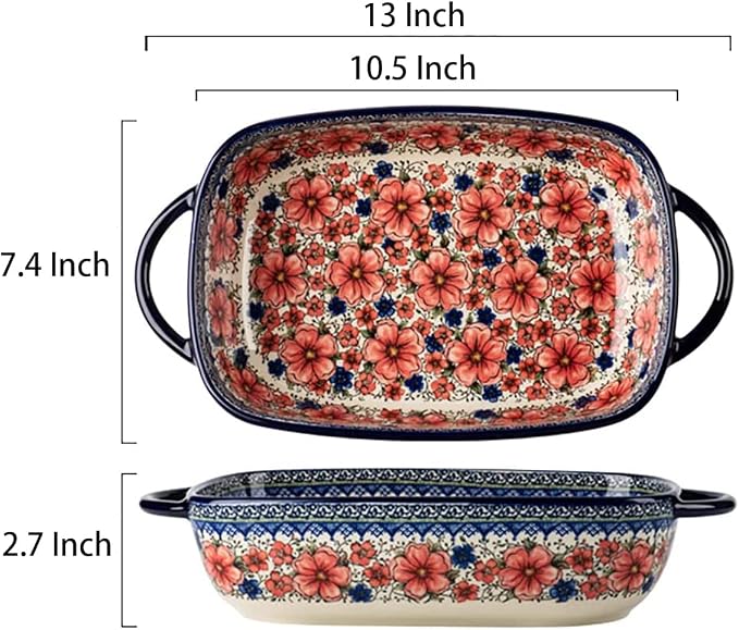 Vintage Style Pottery Bakeware Ceramic Casserole Dish Baking Pan Lasagna Pans - Image 2