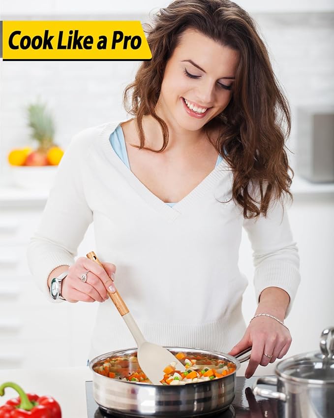 Pack of 4 Silicone Cooking Utensils Set, Non Stick Solid Spatulas and Heat - Image 4