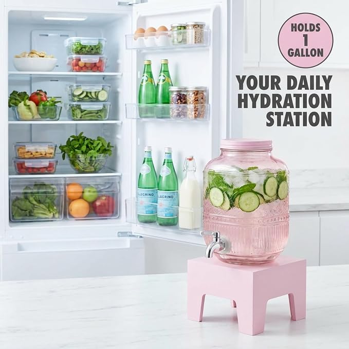 Beverage Dispenser 1 Gallon, Glass Drink Dispenser - Image 6
