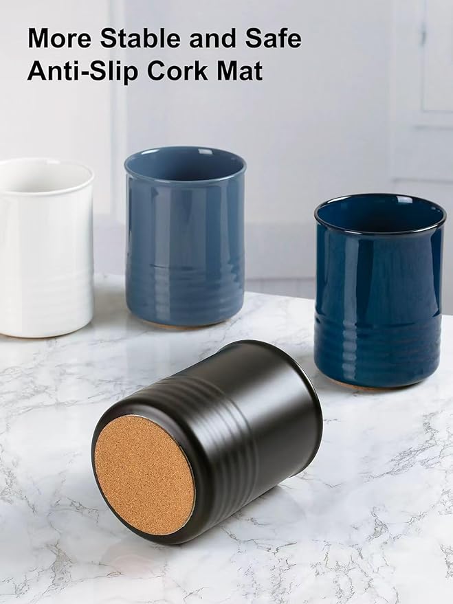 ABRUTY Utensil Holder, 6.7" Ceramic Kitchen Utensil Crock - Image 4