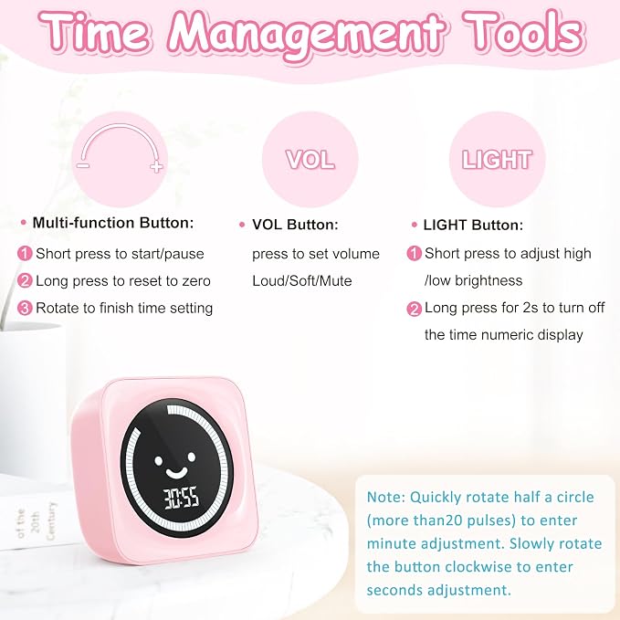 Visual Timer for Kids, 99 Minute Digital Cute Kids Visual Timer Classroom Timer - Image 4