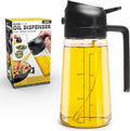 Olive Glow Cooking Oil Dispenser, 400 mL 2-in-1 Spray & Pour Glass Bottle by Ontel