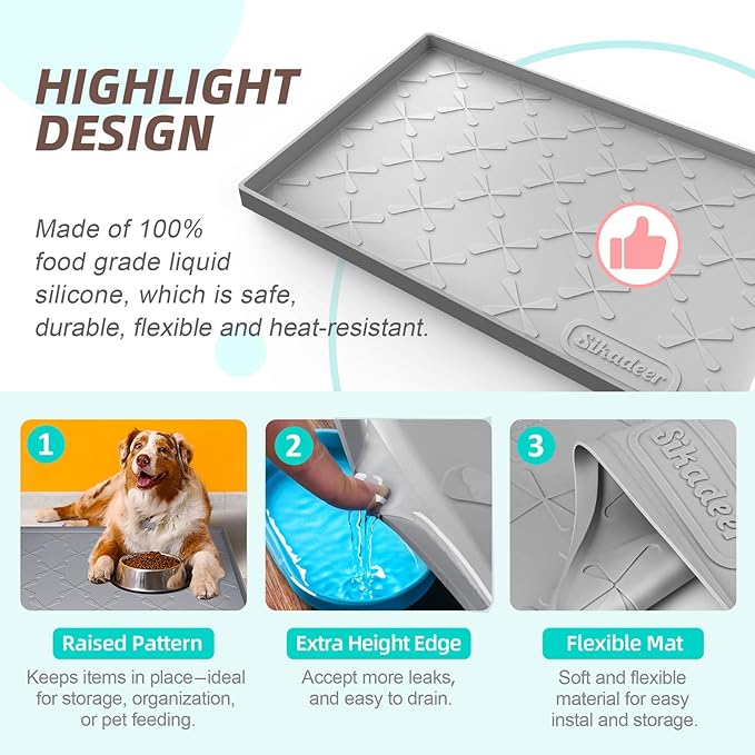 SIKADEER 28" x 19" Under Sink Mat Waterproof, Silicone Mat Kitchen Drawer Shelf - Image 4