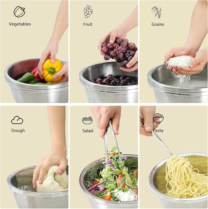 304 Stainless Steel Microporous Colander, 3.5QT Large Capacity - Image 4