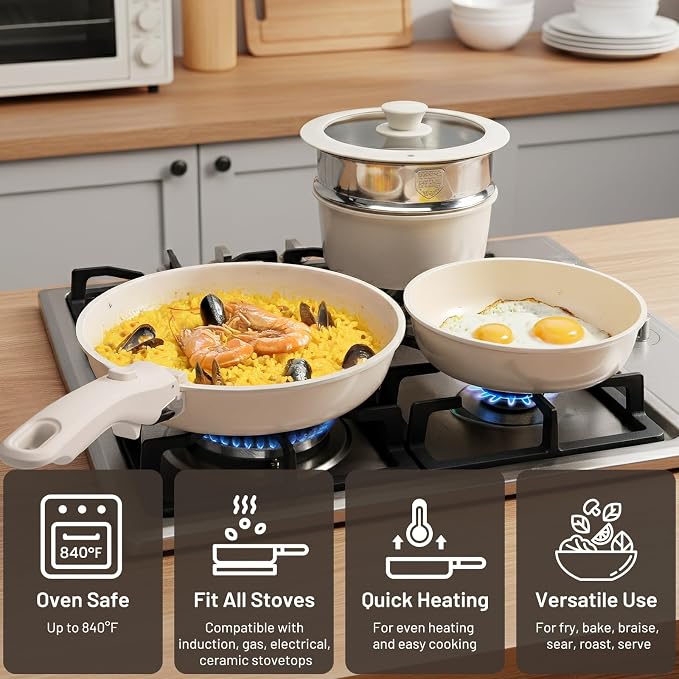 KIKCOIN Nonstick Pots and Pans Set - Image 6