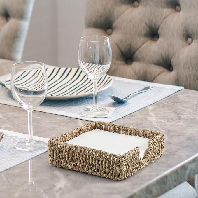 Napkin Holder for Table, Woven Seagrass Napkin Holders For Paper Napkins - Image 5