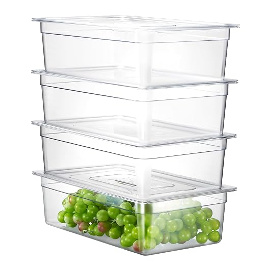 CURTA 4-Pack Full Size 6" Deep NSF Polycarbonate Food Pans by CURTA