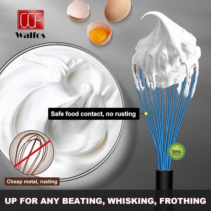 Walfos Whisk, Silicone Whisk Heat Resistant Kitchen Whisks Set of 4- - Image 7