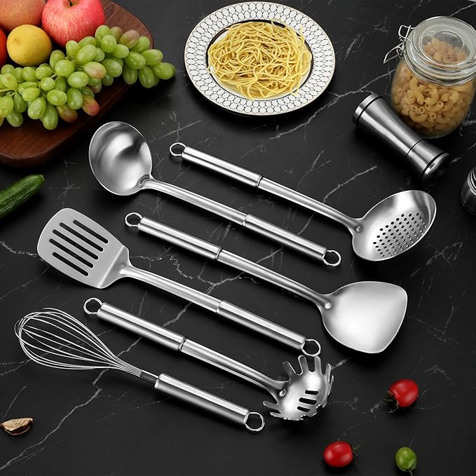 6-Piece Kitchen Cooking Utensils Set, Stainless Steel Kitchen Utensils - Image 4