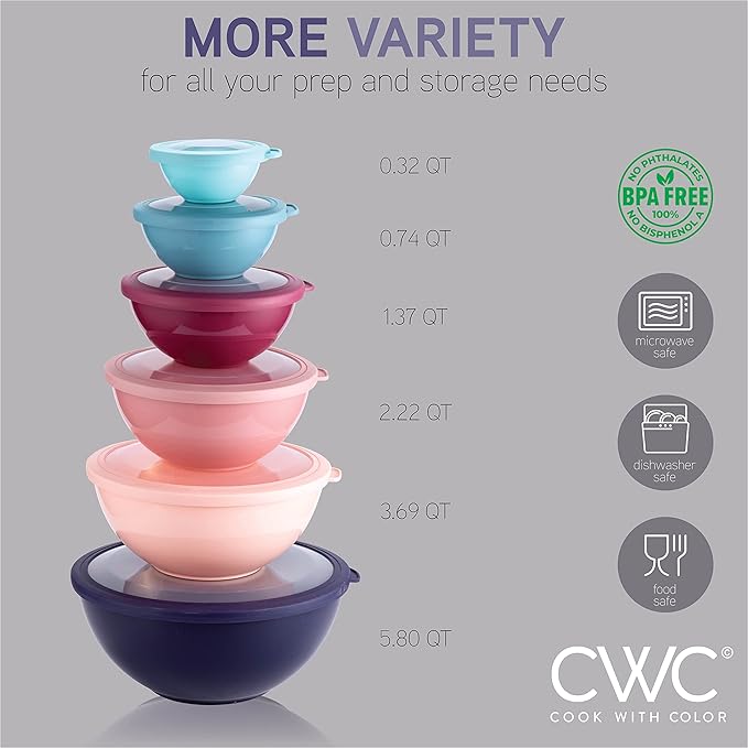 COOK WITH COLOR Mixing Bowls with TPR Lids - Image 4