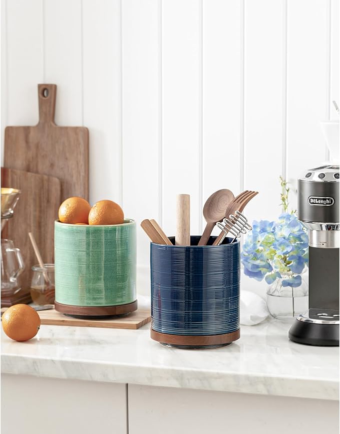 Utensil Holder, 360° Rotating Extra Large Ceramic Kitchen Utensil Holder - Image 8