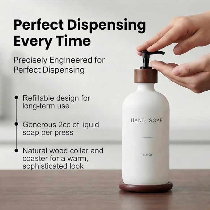 Glass Soap Dispenser, Refillable Hand Soap Dispenser - Image 4