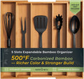 Carbonized Bamboo Kitchen Drawer Organizer, 5 Slots Expandable Silverware by Keechee