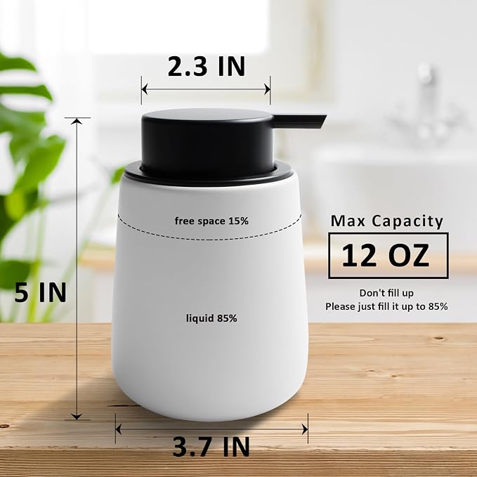 Soap Dispenser Ceramic with Easy-to-Press Pump Hand Lotion Liquid Dispenser - Image 7
