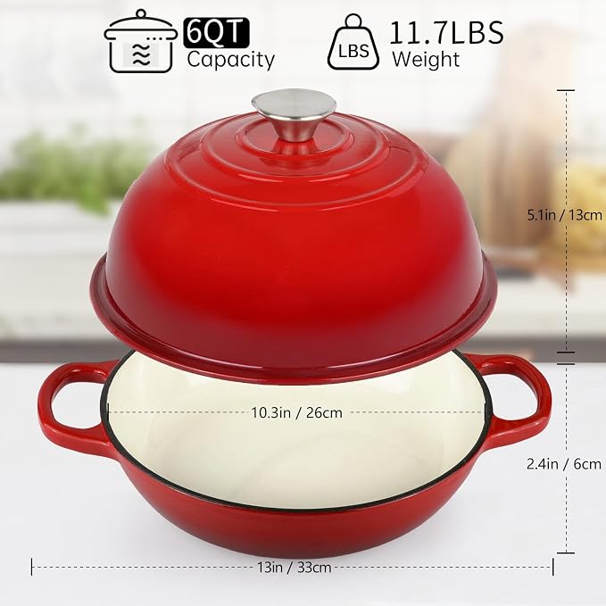 Enameled Cast Iron Bread Oven, Dutch Oven Pot - Image 2