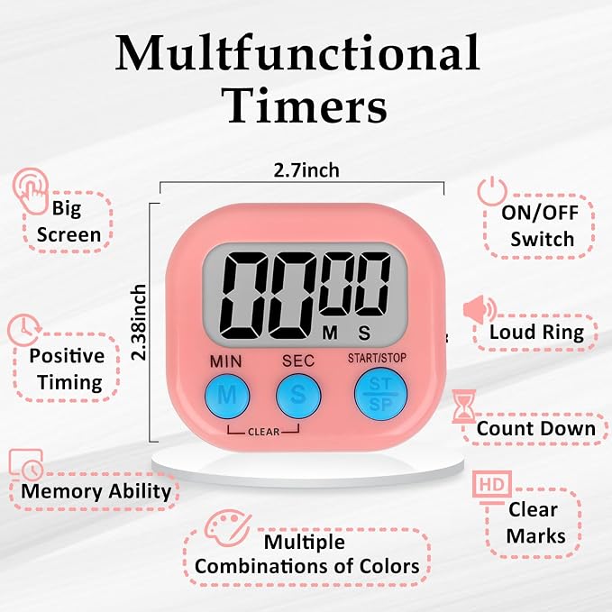 ZILLEEN 6 Pack Kitchen Timers for Cooking Digital Classroom Timers for Teachers - Image 3