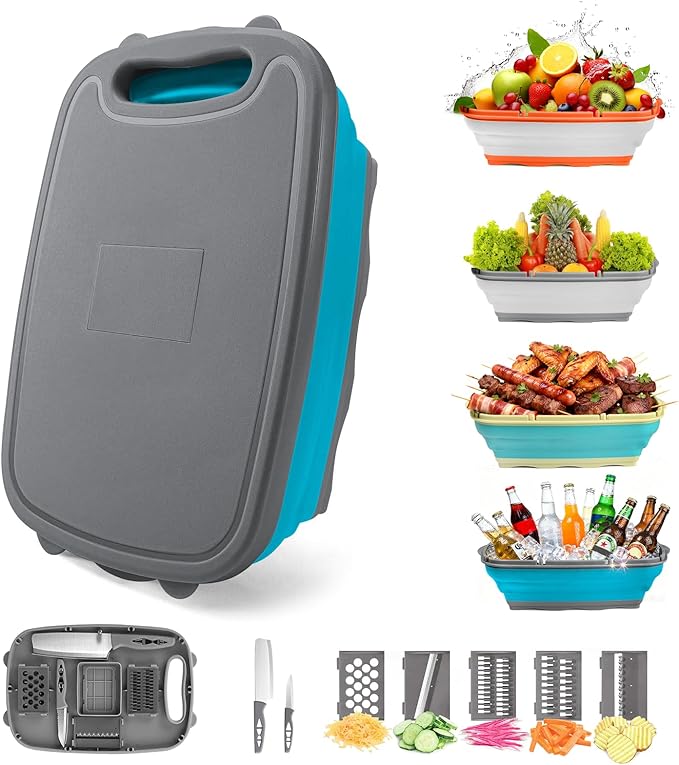 Gintan Collapsible Camping Cutting Board, 9-in-1 Chopping Board by Gintan