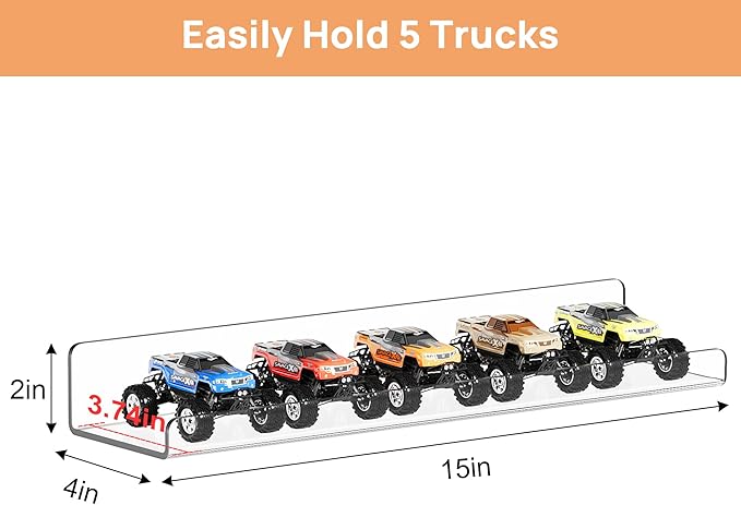 upsimples 8 Pack Acrylic Shelves Wall Organizer and Storage, Toy Cars, Kids - Image 3
