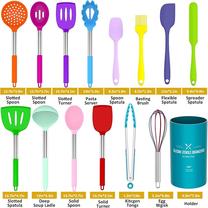 Umite Chef Kitchen Utensils Set, Non-stick Silicone Stainless Steel Handle - Image 2