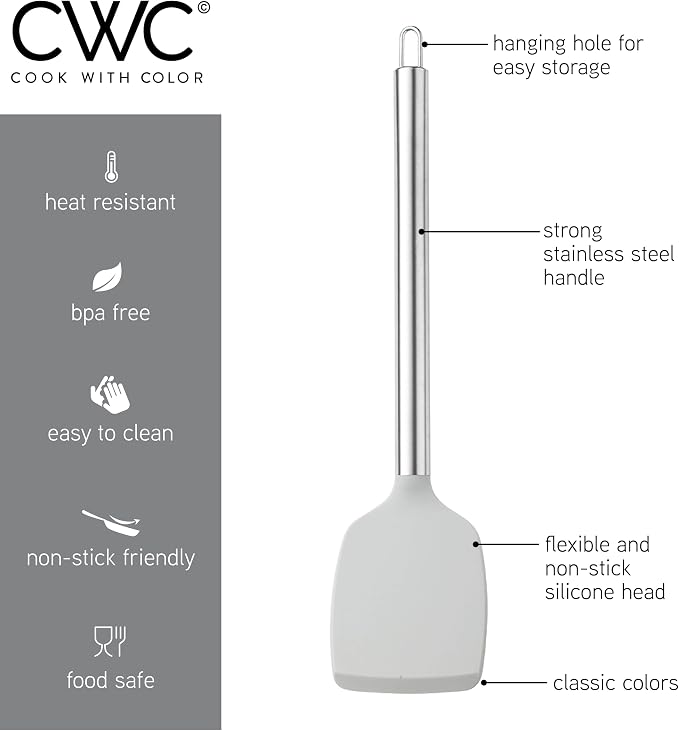 COOK WITH COLOR Silicone Cooking Utensils, Kitchen Utensil Set, Cooking Utensils - Image 7