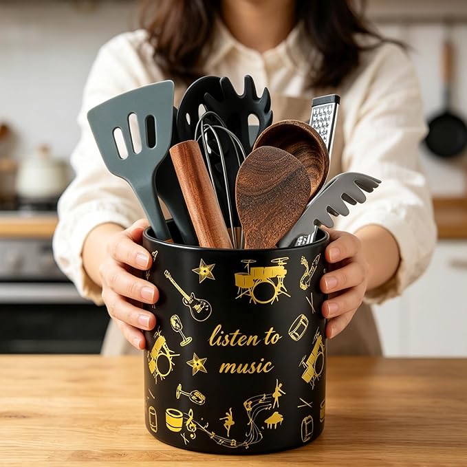 7" Music Utensil Holder, Large Kitchen Utensil Holder Organizer - Image 7