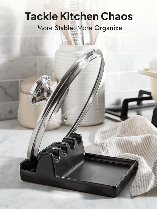 LE TAUCI Ceramic Spoon Rest for Stove Top, 5.3inch Pot Lid Holder for Kitchen - Image 6