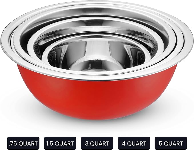 WHYSKO Stainless Steel Mixing Bowl Set, 10 Piece Stainless Steel Mixing Bowls - Image 5
